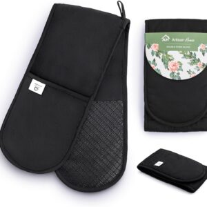 Black Double Oven Gloves