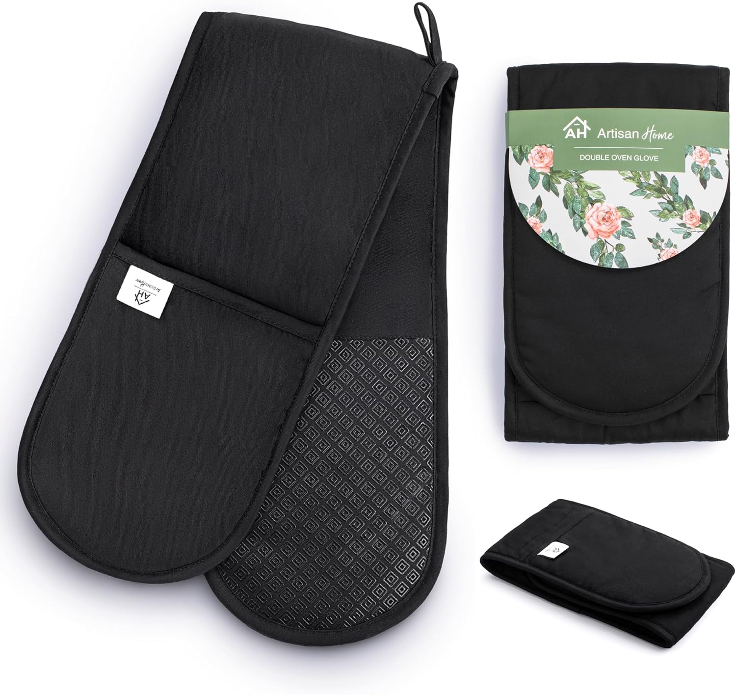 Black Double Oven Gloves - Image 6
