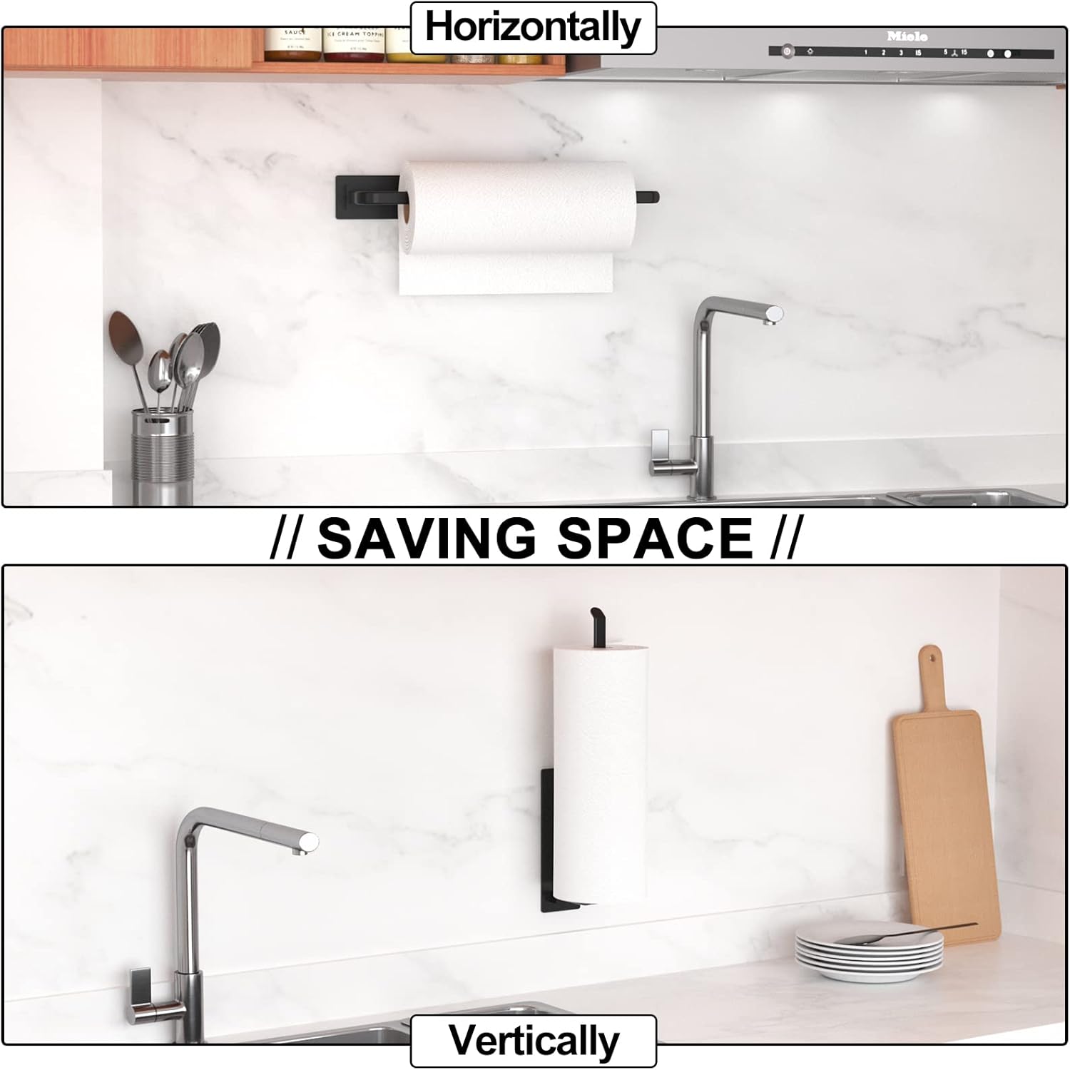 Black Kitchen Roll Holder Under Cabinet - Image 4