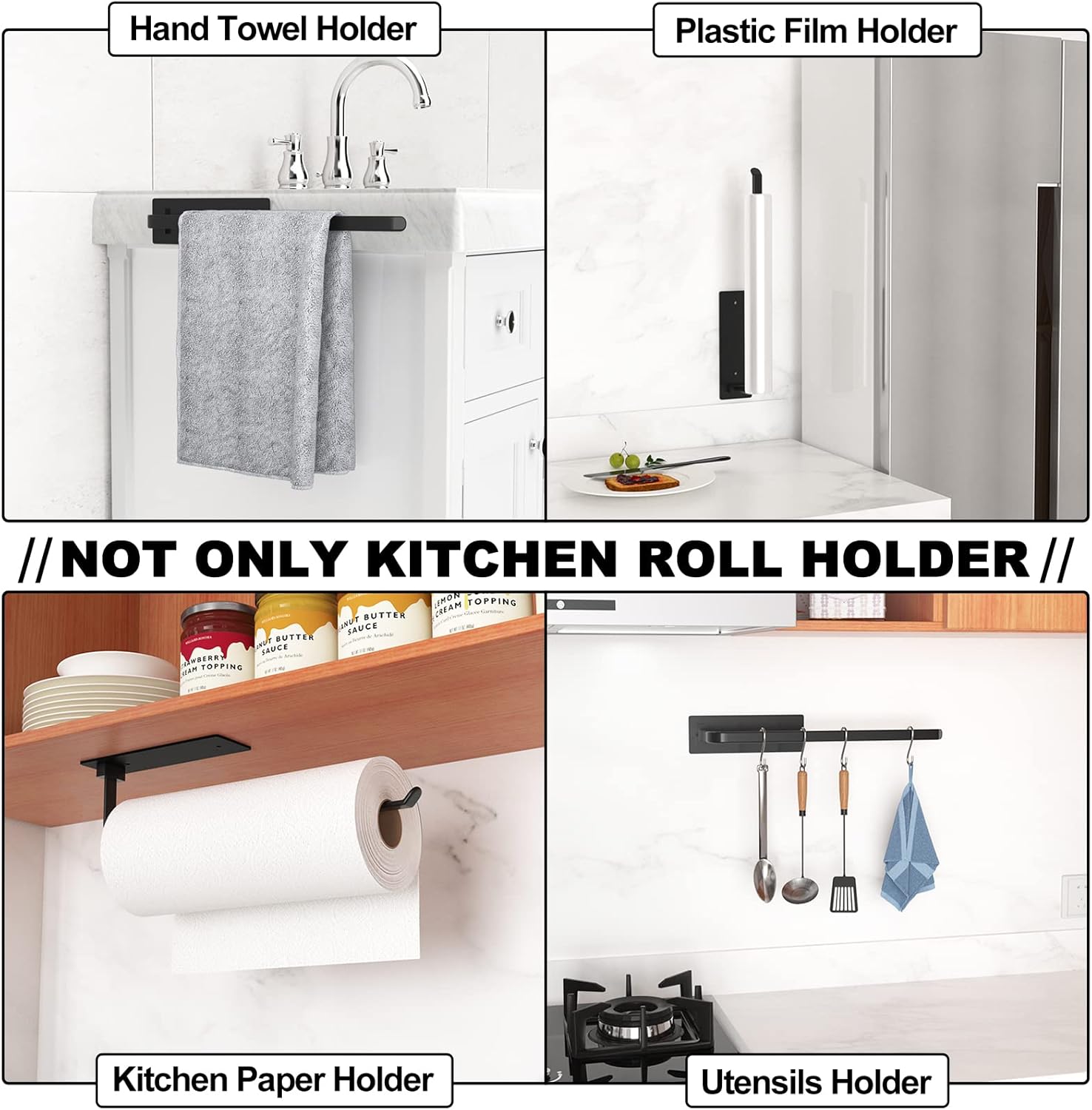 Black Kitchen Roll Holder Under Cabinet - Image 3